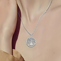 Women’s Tree of Life Pendant Necklace –Zinc Alloy Metal Round Cutout Design 1102