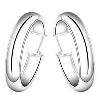 Sterling Silver-Plated Hoop Earrings – Elegant 3.4 cm Large Hoops for Women 902