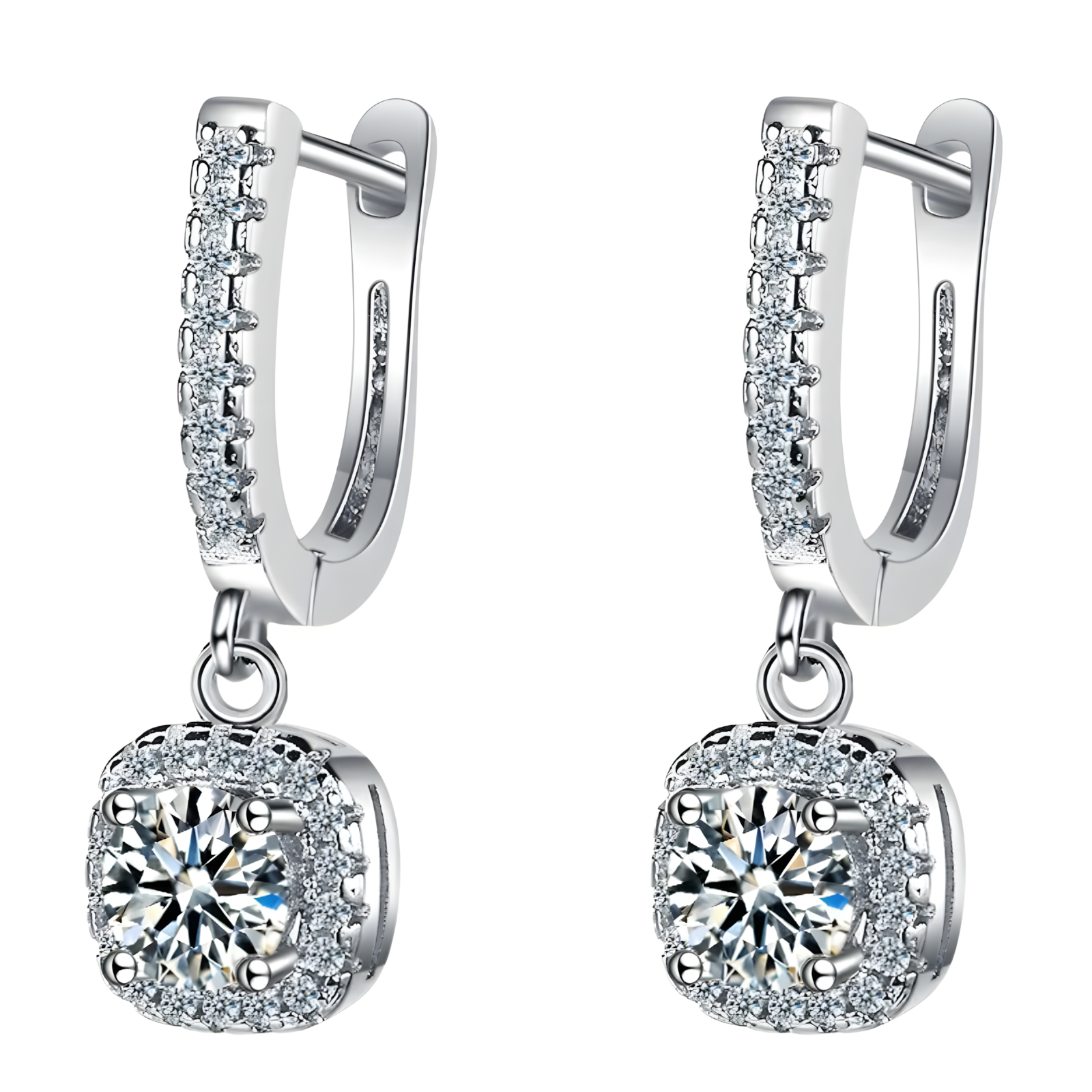 Wedding 925 Sterling Silver Eternity Earrings Women Sparkling Cubic Zirconic 498