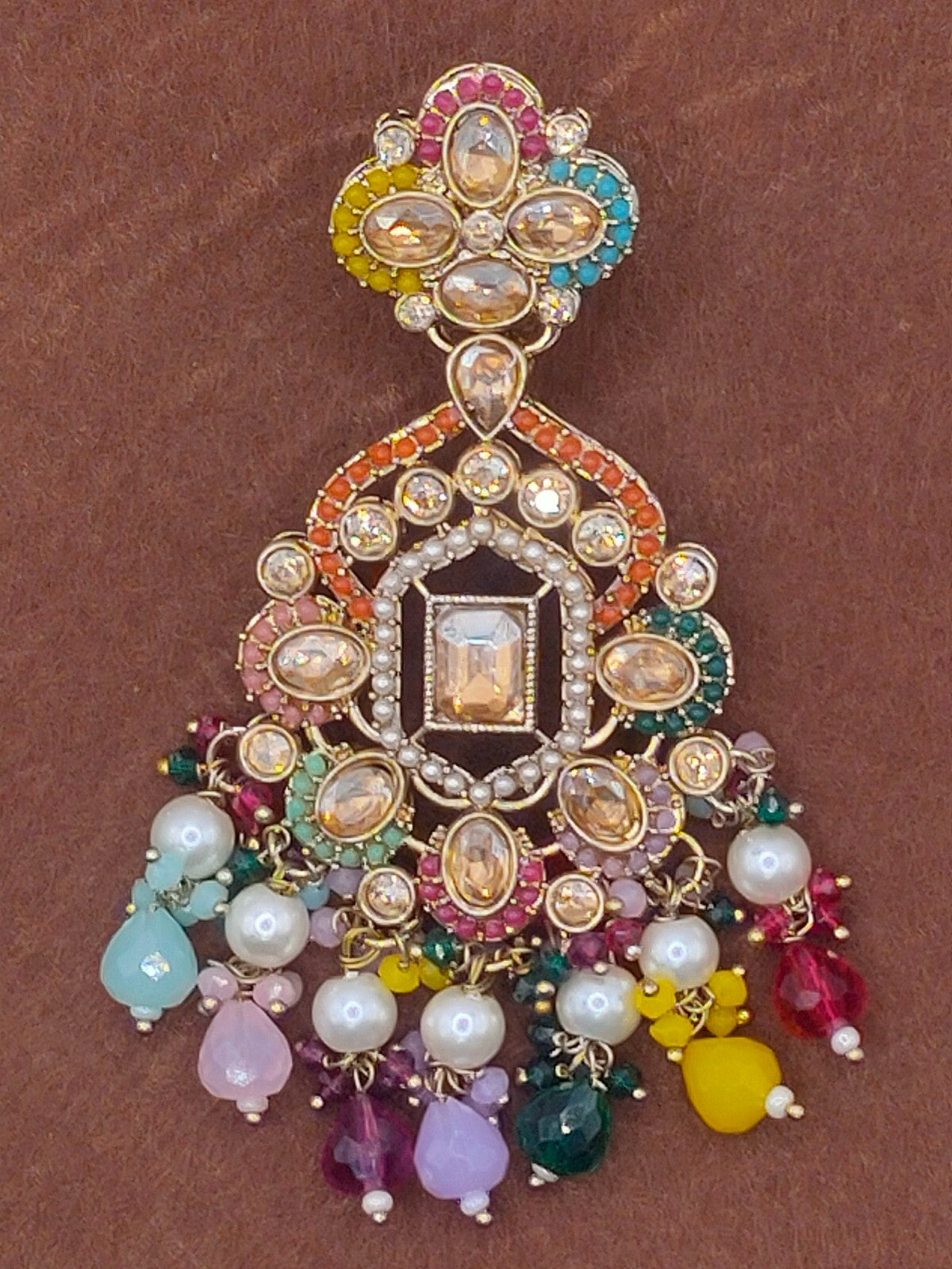 Elegant Bollywood Inspired Gold Kundan Earrings - Traditional Indian Jewelry 196
