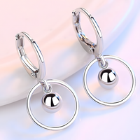 925 Silver-Plated Circle Drop Earrings for Women – Geometric Hoop Dangle 1035