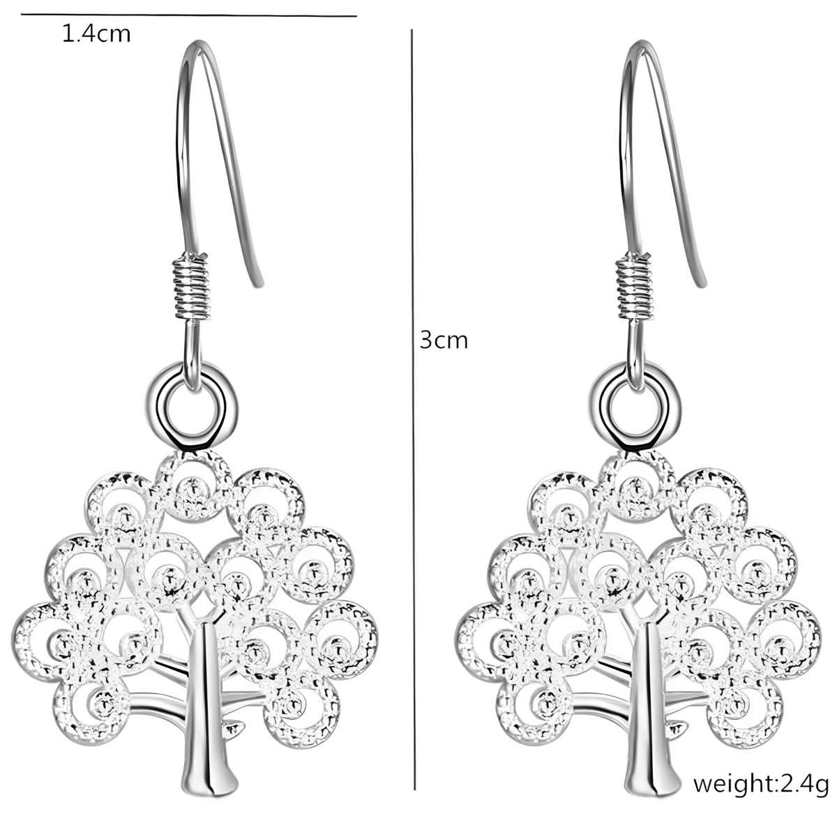 925 Sterling Silver Elegant Silver Dangle Earrings with French Wire Hooks 450