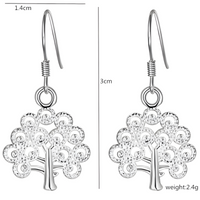 925 Sterling Silver Elegant Silver Dangle Earrings with French Wire Hooks 450