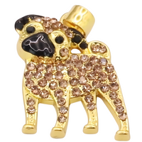 Gold-Plated Pug Pendant Necklace with Crystal Pavé Accent, Animal Charm B255