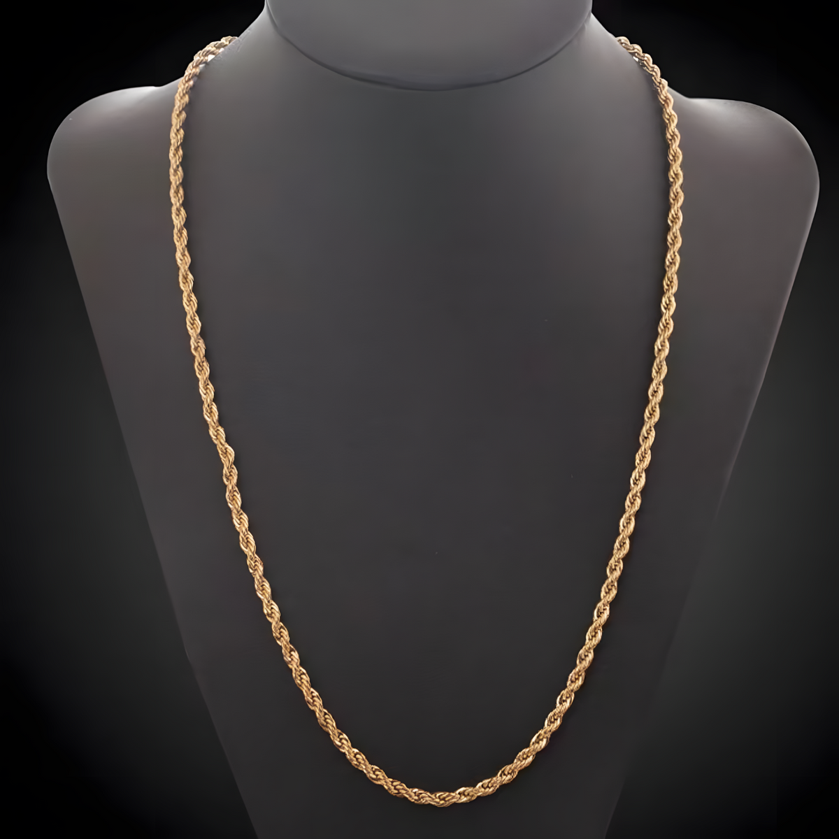 Rope Chain Necklace – Copper Base, Gold-Tone Plating, Twisted Rope Link 869