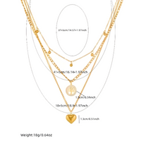 3 PCS Layered Gold Necklace Set Women Heart & Tree of Life Pendant & Earing 704