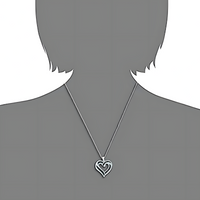 Women’s Black & White Cubic Zirconia Open Heart Pendant Necklace 1443