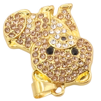 Pomeranian Dog Pendant Necklace Women Gold Tone Look Crystal Animal Charm B238