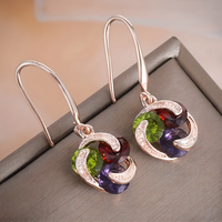 Classic Water Drop Crystal Dangle Earrings, Lightweight Zinc Alloy Jewellery 731