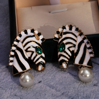 Zebra Drop Earrings For Women Gold Plated Animal Pattern Dangle Earrings 1460