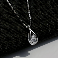 Silver-Tone Water Drop Zircon Necklace for Women – Elegant Crystal Pendant 823