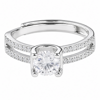 Adjustable Wedding Ring Double Pavé Band Statement Ring Diamond Look Luxury 1666