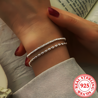 925 Sterling Silver Starry Sky Bracelet for Women, Vintage Korean Designer 522