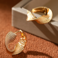 Lightweight Twisted Texture Hoop Earrings 1.4inch: 2024 New Trendy Gold 661