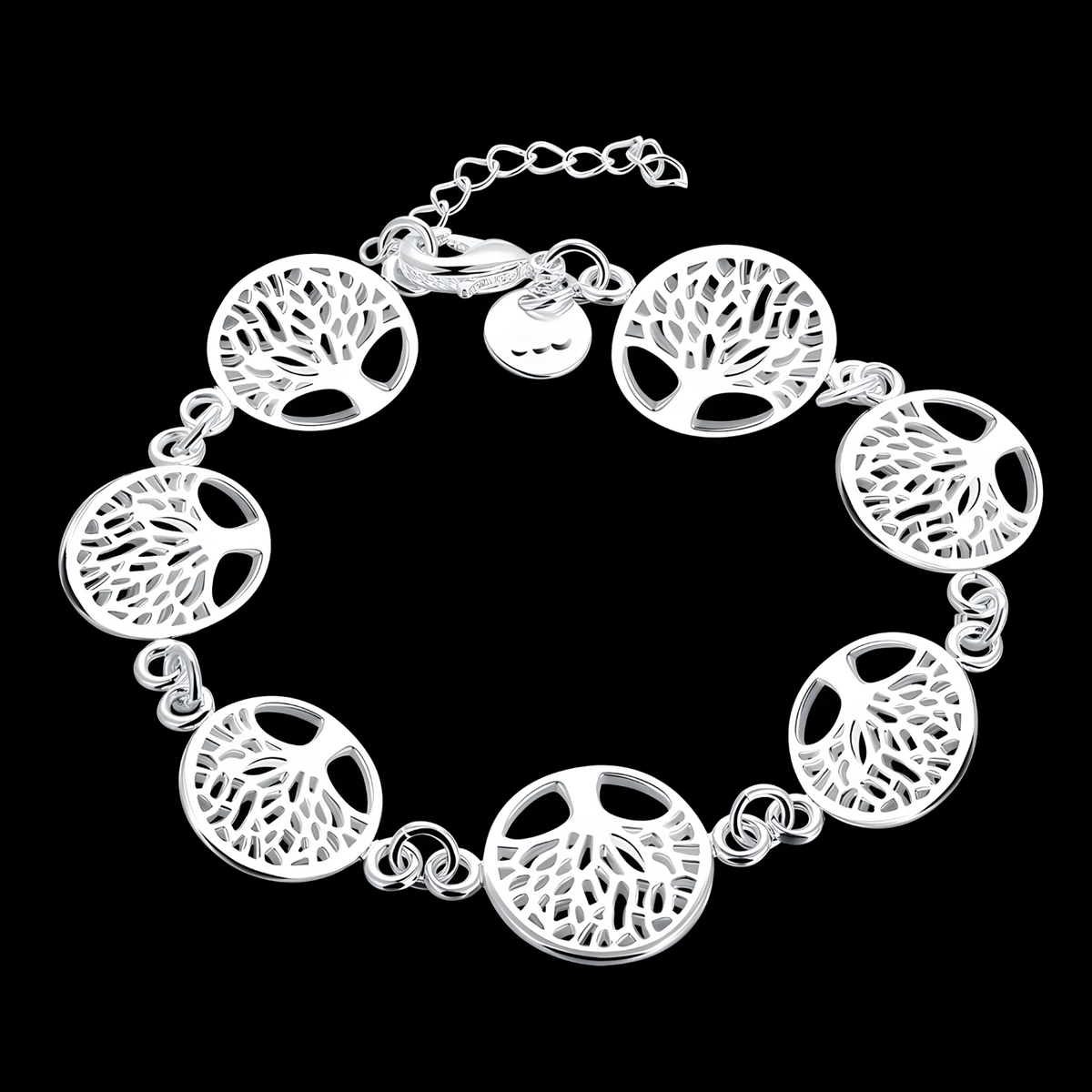 925 Sterling Silver Tree Of Life Bracelet Women Silver Chain Link Charm 1748