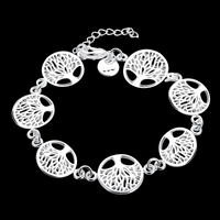 925 Sterling Silver Tree Of Life Bracelet Women Silver Chain Link Charm 1748