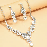 Women Trendy Necklace+Earrings Clear Crystal Wedding Party Bride Necklace 279