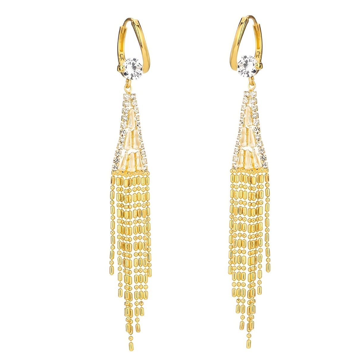 Elegant Gold Tassel Drop Earrings for Women – Long 8.8cm Dangling Earrings 782