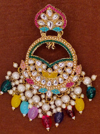 Elegant Bollywood Inspired Gold Kundan Earrings - Traditional Indian Jewelry 176