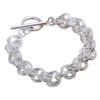 Silver Rolo Chain Bracelet for Women – Fashion Chunky Textured Circle Link 667