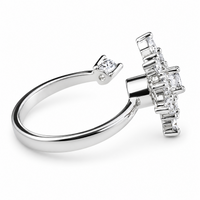 Rotatable Snowflake Spinner Ring Women, Adjustable Open Band Fidget Anxiety 1510