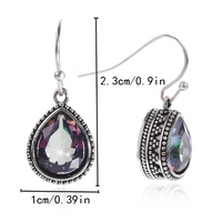 Teardrop Crystal Earrings For Women, Silver Tone Vintage Beaded Drop Dangle B352