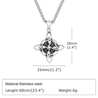 Stainless Steel Celtic Knot Pendant Necklace - Geometric Ethnic Cross Knot 1239