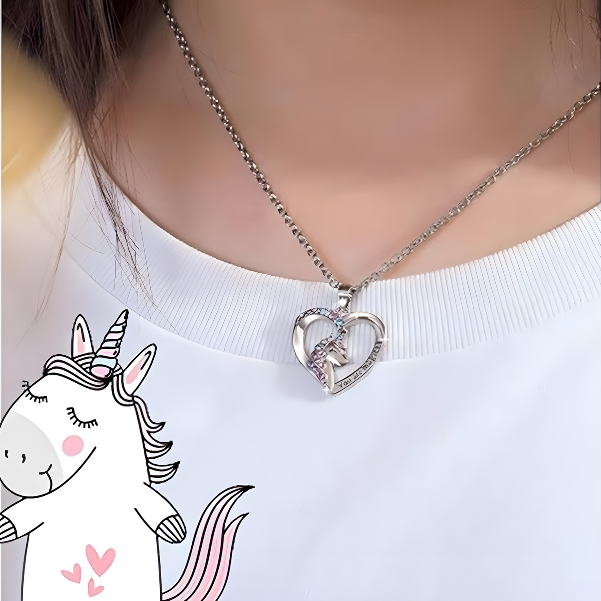 Unicorn Heart Necklace "You Are Magical" Engraving, Cute Unicorn Jewelry B133