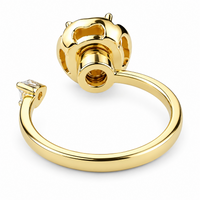 Rotatable Halo Flower Spinner Ring For Women, Adjustable Open Band Fidget 1519