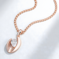 Rose Gold Colour Pendant Necklace for Women, Copper Alloy with Zircon Stone 1281
