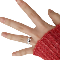 Silver Buckle Ring, S925 Sterling Silver CZ Adjustable Belt Ring, Stackable 494