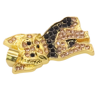 Royal Yorkie Dog Necklace Rhinestone Pendant Animal Charm Zinc Alloy Gold  B227