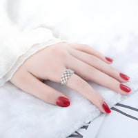 925 Sterling Silver Adjustable Geometric Ring with AAA Cubic Zirconia 382