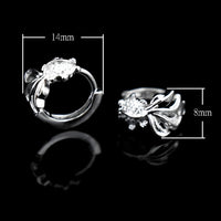 Sterling Silver Fish Hoop Earrings with Cubic Zirconia Huggie Hoop Earrings 340
