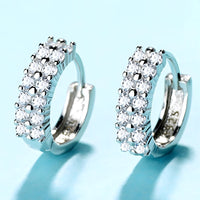 925 Sterling Silver Pave Cubic Zirconia Huggie Hoop Earrings Small CZ Hoop 355
