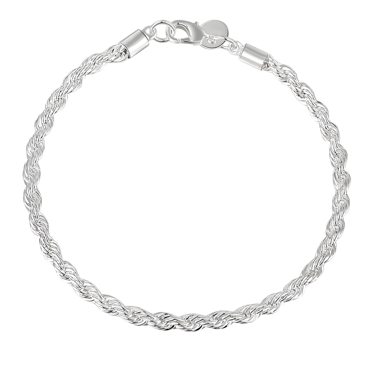 Twisted Rope Chain Bracelet, 20cm Silver Colour Link Bracelet, Trendy Round 1795