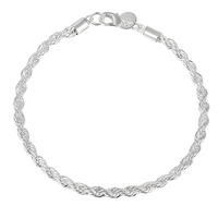 Twisted Rope Chain Bracelet, 20cm Silver Colour Link Bracelet, Trendy Round 1795