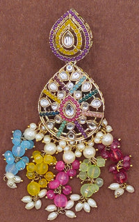 Elegant Bollywood Inspired Gold Kundan Earrings - Traditional Indian Jewelry 246