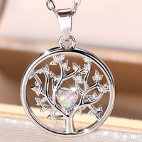Tree of Life Pendant Necklace Women-Copper Metal Round Family Tree Necklace 1130