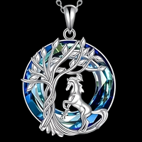 Unified Jewellery Tree of Life Horse Necklace,Silver Plated Stainless Steel B257