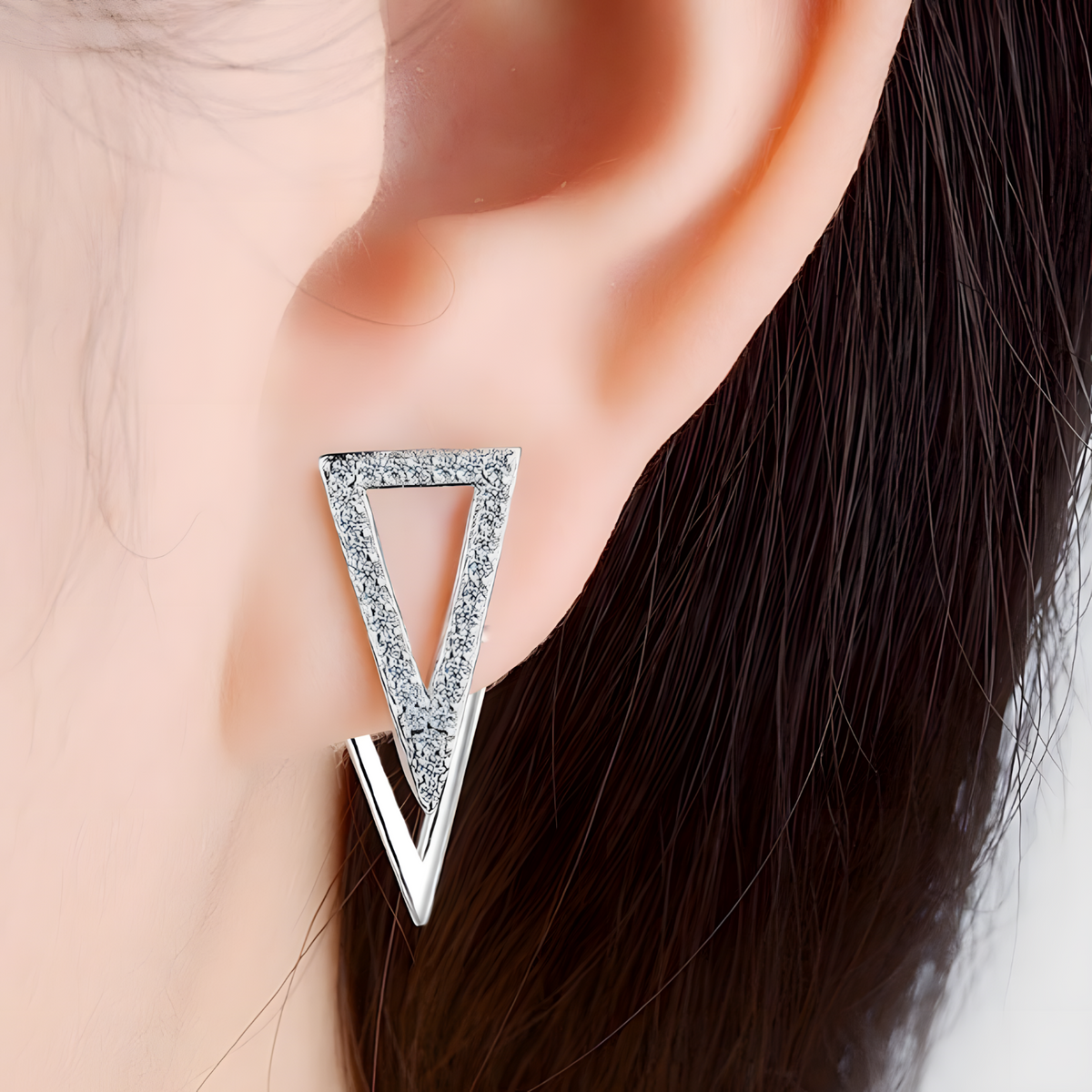 925 Sterling Silver V-Shaped Dangle Earrings Trendy Geometric Drop Earrings 307