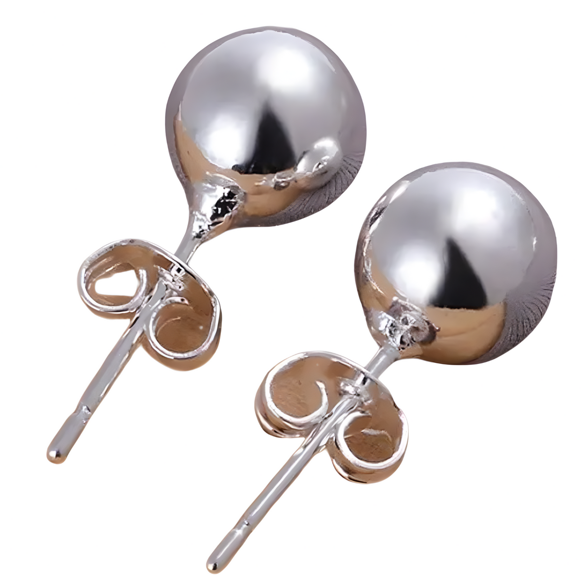 8mm Ball Stud Earrings for Women – Classic Round Butterfly Back Lightweight 1423