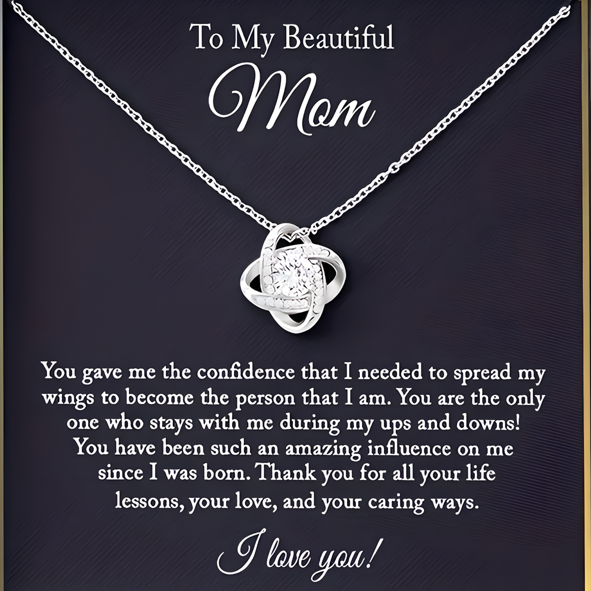 Vintage Style Cubic Zirconia Love Knot Necklace for Mom, Zinc Allo (No box) B187