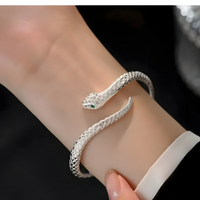 925 Sterling Silver Snake Shape Bracelet Charm Temperament Bracelet Birthday 499