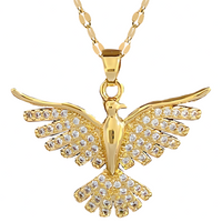 Gold Tone Stainless Steel Phoenix Bird Necklace for Women– Sparkling Zircon 1152