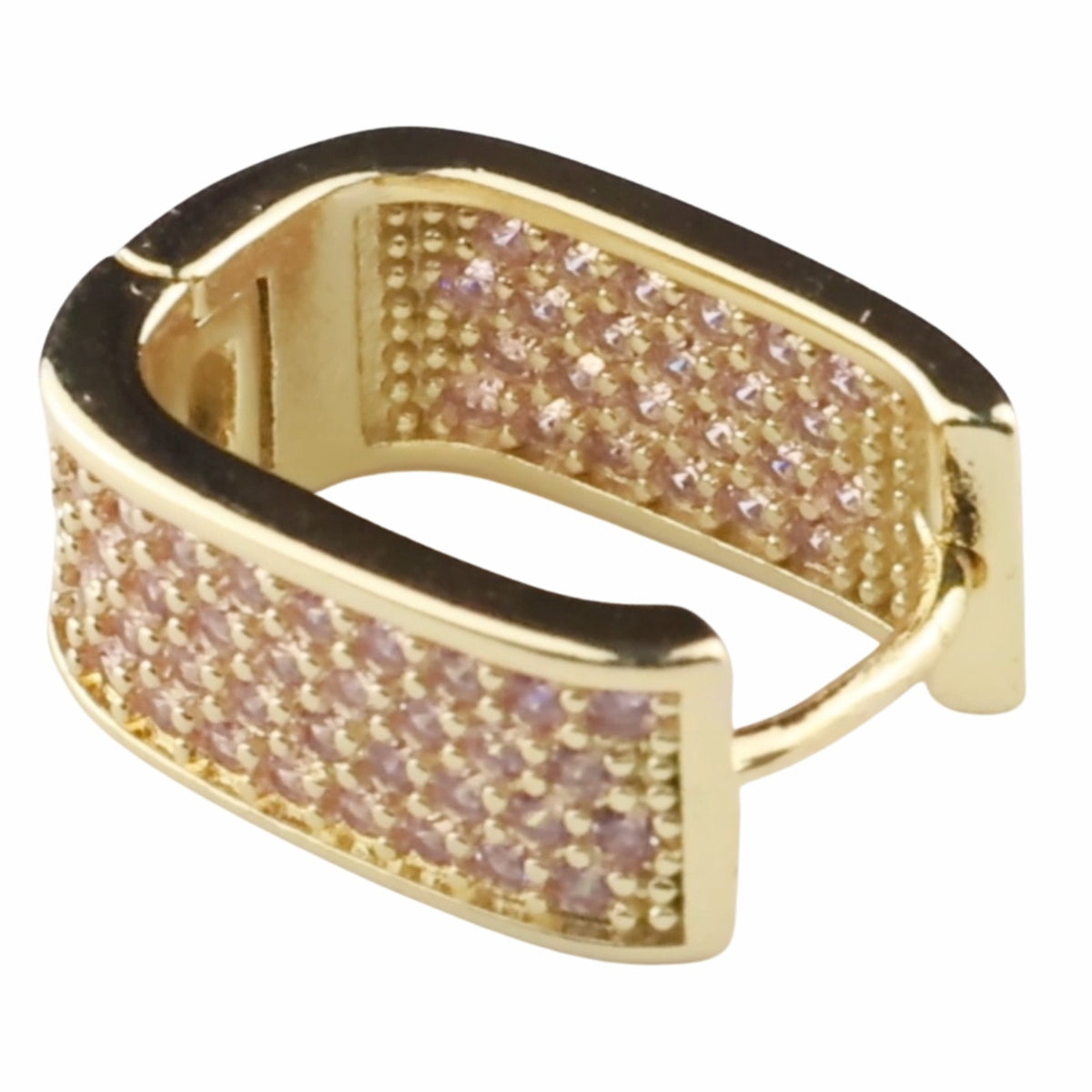 Double Circle Hoop Earrings For Women Gold Pink Zircon Micro Pave Sparkle 1369