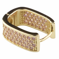 Double Circle Hoop Earrings For Women Gold Pink Zircon Micro Pave Sparkle 1369