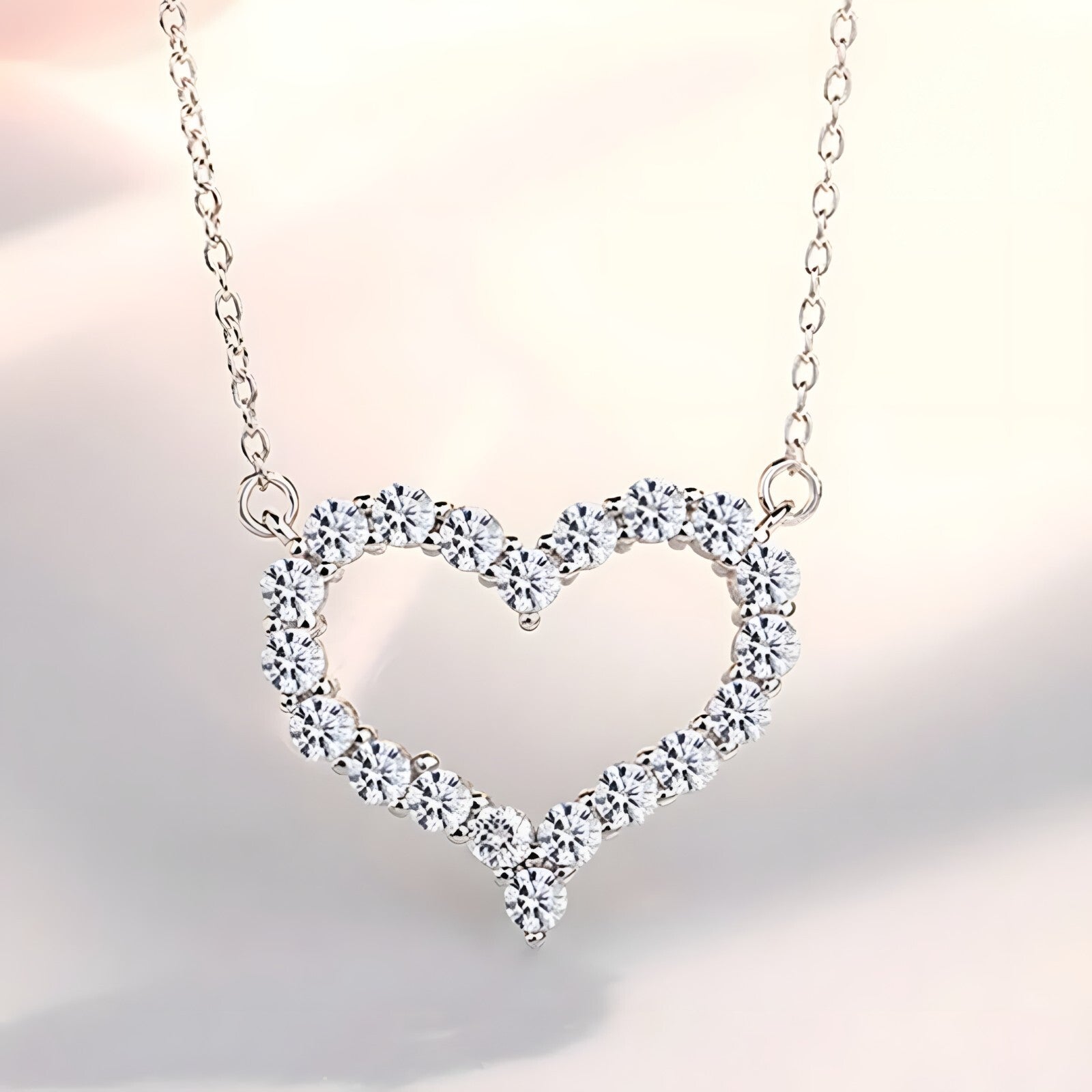925 Sterling Silver Heart Pendant Necklace for Women | Adjustable Chain AAA 259