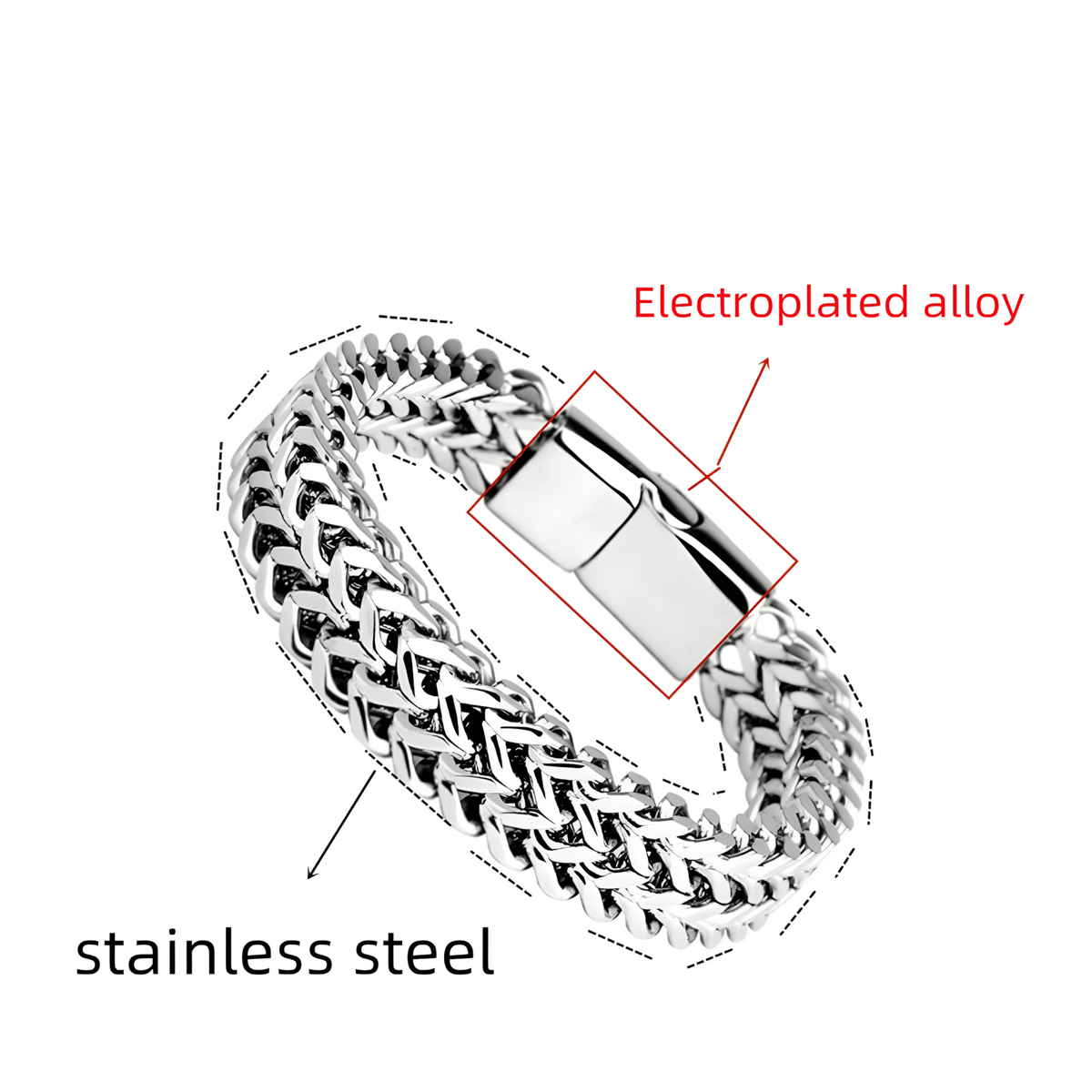 Stainless Steel Braided Fishtail Chain Bracelet Men Women Magnetic Clasp 453