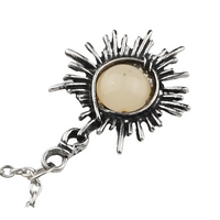 Sunburst Pendant Necklace – Round Yellow Cabochon Centre, Dark Oxidised 1316
